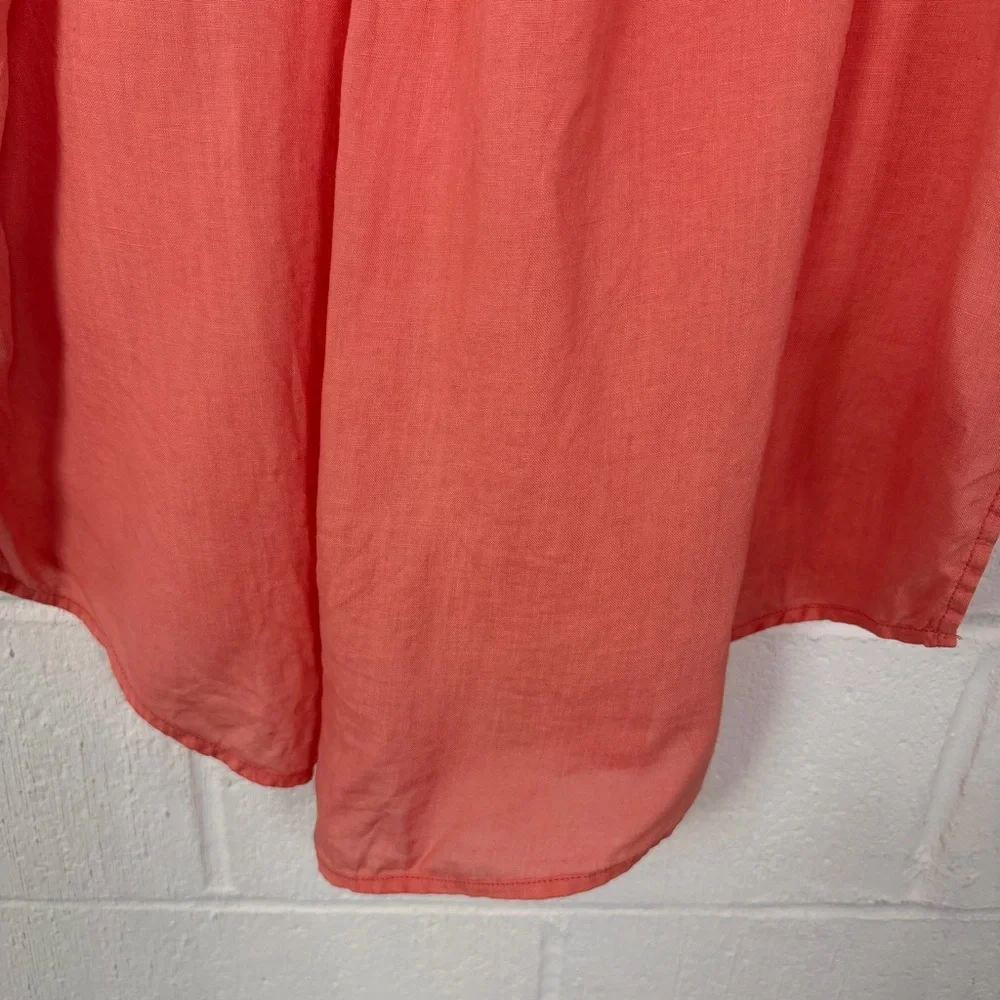 Sigrid Olsen Popover Tunic 100% Linen Roll Tab Sleeves‎ Beach Coastal Earthy 1X - Picture 11 of 15